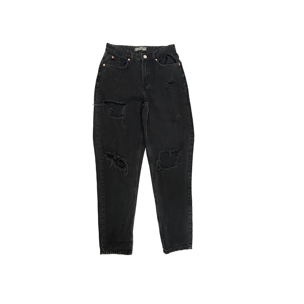 Denim‎ Co Distressed Straight Leg Women's size 4 Black Denim jeans